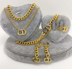 Stainless steel jewelry Necklace Earrings Ring bracelet set Wholesale