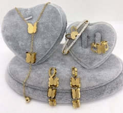 Stainless steel jewelry Necklace Earrings Ring bracelet set Wholesale