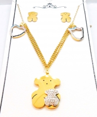 Stainless steel jewelry necklace earring set wholesale