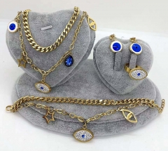 Stainless steel jewelry Necklace Earrings Ring bracelet set Wholesale