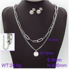 Stainless steel jewelry necklace earring set wholesale