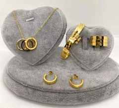 Stainless steel jewelry Necklace Earrings Ring bracelet set Wholesale