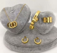 Stainless steel jewelry Necklace Earrings Ring bracelet set Wholesale