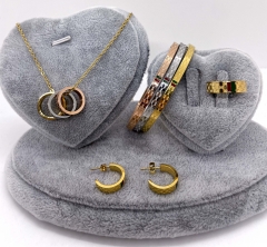 Stainless steel jewelry Necklace Earrings Ring bracelet set Wholesale