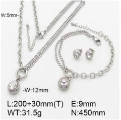Stainless steel jewelry necklace earring bracelet set wholesale