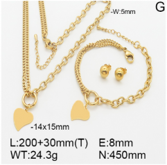 Stainless steel jewelry necklace earring bracelet set wholesale