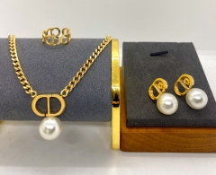 Stainless steel jewelry Necklace Earrings ring set Wholesale