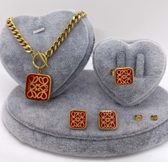 Stainless steel jewelry Necklace Earrings ring set Wholesale
