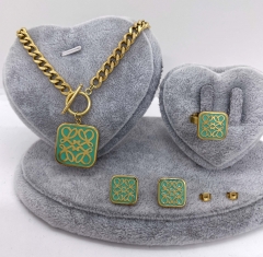 Stainless steel jewelry Necklace Earrings ring set Wholesale
