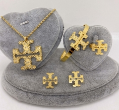 Stainless steel jewelry Necklace Earrings Ring bracelet set Wholesale