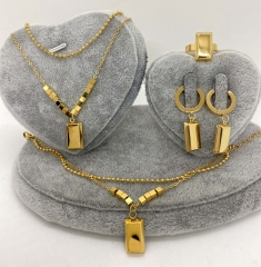 Stainless steel jewelry Necklace Earrings Ring bracelet set Wholesale