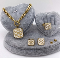 Stainless steel jewelry Necklace Earrings ring set Wholesale