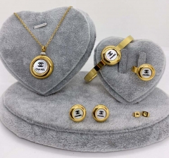 Stainless steel jewelry Necklace Earrings Ring bracelet set Wholesale