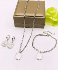 Stainless steel jewelry Necklace Earrings  bracelet set Wholesale
