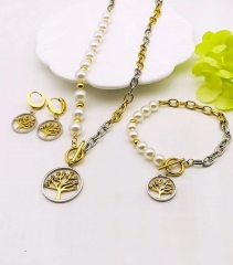 Stainless steel jewelry Necklace Earrings  bracelet set Wholesale