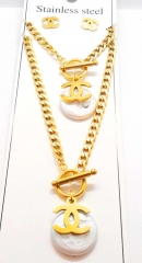 Stainless steel jewelry Necklace Earrings Bracelet set Wholesale