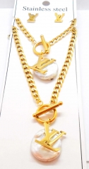 Stainless steel jewelry Necklace Earrings Bracelet set Wholesale