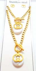Stainless steel jewelry Necklace Earrings Bracelet set Wholesale