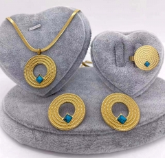 Stainless steel jewelry Necklace Earrings Ring set Wholesale