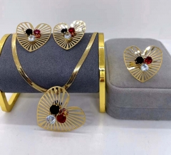 Stainless steel jewelry Necklace Earrings Ring set Wholesale