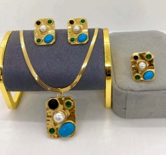 Stainless steel jewelry Necklace Earrings Ring set Wholesale