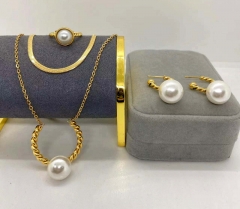 Stainless steel jewelry Necklace Earrings Ring set Wholesale