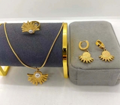 Stainless steel jewelry Necklace Earrings Ring set Wholesale