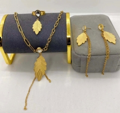 Stainless steel jewelry Necklace Earrings Ring set Wholesale