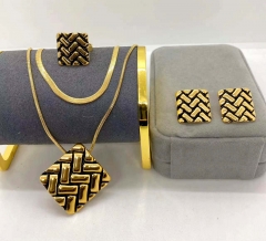Stainless steel jewelry Necklace Earrings Ring set Wholesale