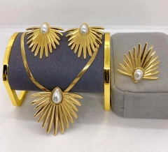 Stainless steel jewelry Necklace Earrings Ring set Wholesale