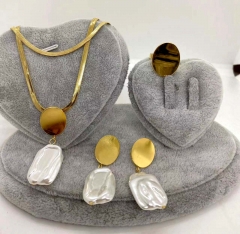 Stainless steel jewelry Necklace Earrings Ring set Wholesale