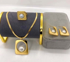 Stainless steel jewelry Necklace Earrings Ring set Wholesale