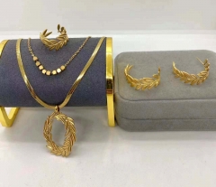 Stainless steel jewelry Necklace Earrings Ring set Wholesale