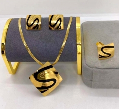 Stainless steel jewelry Necklace Earrings Ring set Wholesale