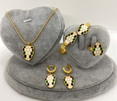 Stainless steel jewelry Necklace Earrings Ring set Wholesale