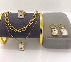 Stainless steel jewelry Necklace Earrings Ring set Wholesale