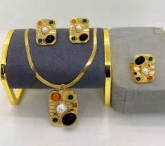 Stainless steel jewelry Necklace Earrings Ring set Wholesale