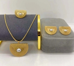 Stainless steel jewelry Necklace Earrings Ring set Wholesale