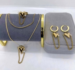 Stainless steel jewelry Necklace Earrings Ring set Wholesale