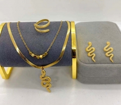 Stainless steel jewelry Necklace Earrings Ring set Wholesale