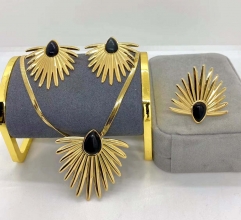 Stainless steel jewelry Necklace Earrings Ring set Wholesale