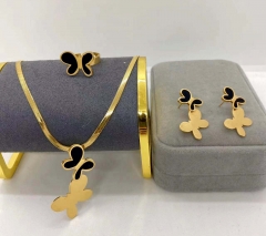 Stainless steel jewelry Necklace Earrings Ring set Wholesale