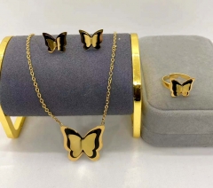 Stainless steel jewelry Necklace Earrings Ring set Wholesale