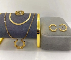 Stainless steel jewelry Necklace Earrings Ring set Wholesale
