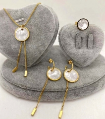 Stainless steel jewelry Necklace Earrings Ring set Wholesale