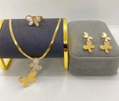 Stainless steel jewelry Necklace Earrings Ring set Wholesale