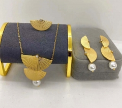 Stainless steel jewelry Necklace Earrings Ring set Wholesale