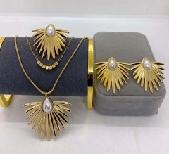 Stainless steel jewelry Necklace Earrings Ring set Wholesale