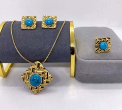 Stainless steel jewelry Necklace Earrings Ring set Wholesale