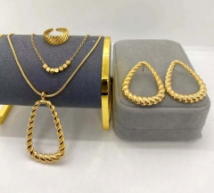 Stainless steel jewelry Necklace Earrings Ring set Wholesale